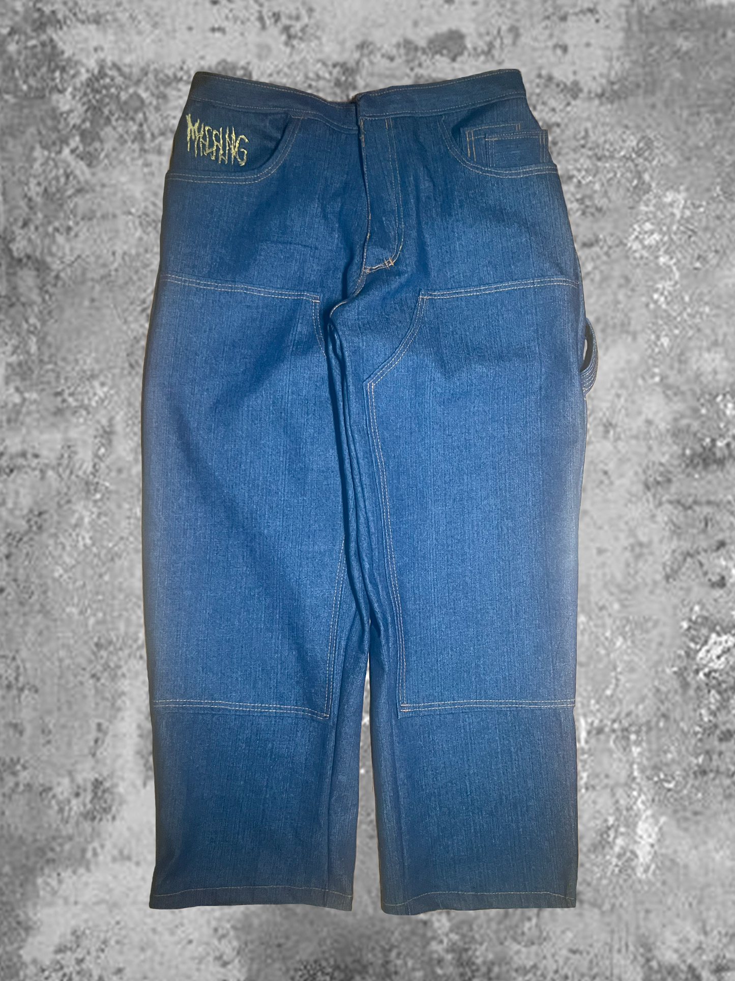 Baggy Double Knee Pants Blue Denim